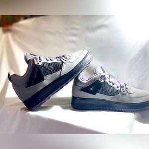 Air Jordan force fusion 4’s, laser, purple and dark grey